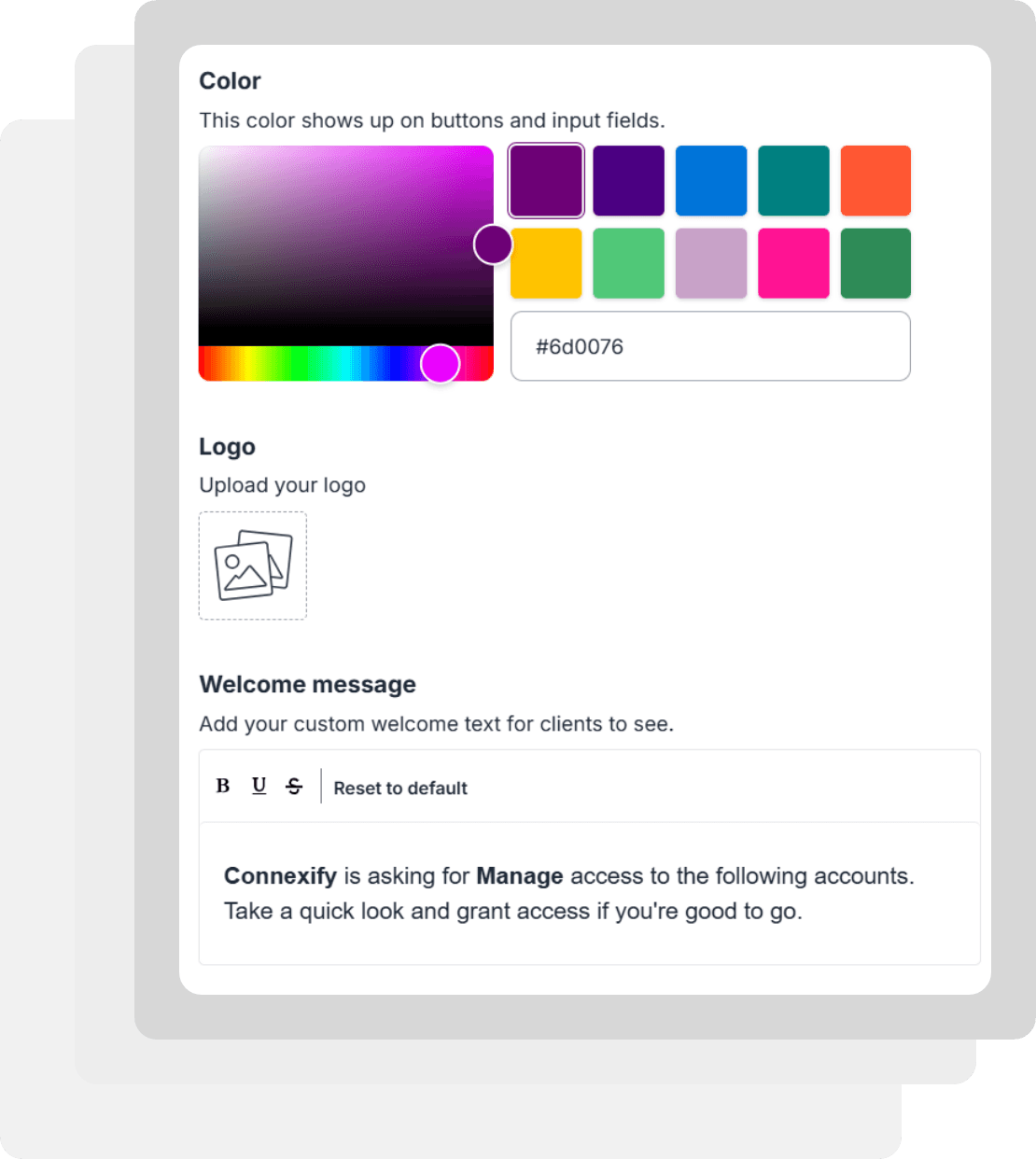Branding customization interface